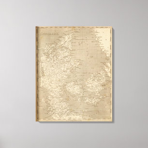 Toile Carte du Danemark par Arrowsmith