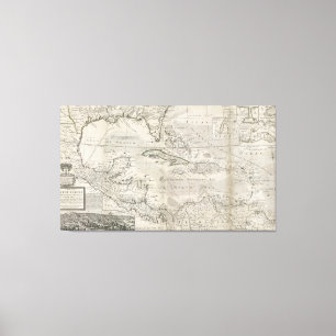 Toile Carte du des Caraïbes 1715