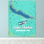 Toile Carte du lac Chelan Washington (Insitu (Plancher de Bois))