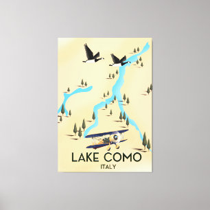 Toile Carte du lac de Côme Italie poster de voyage