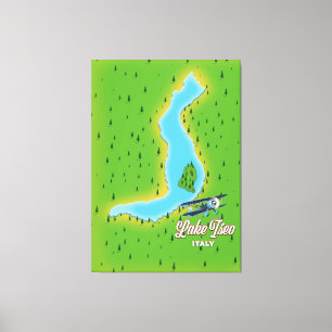 Toile Carte du lac d'Iseo Italie