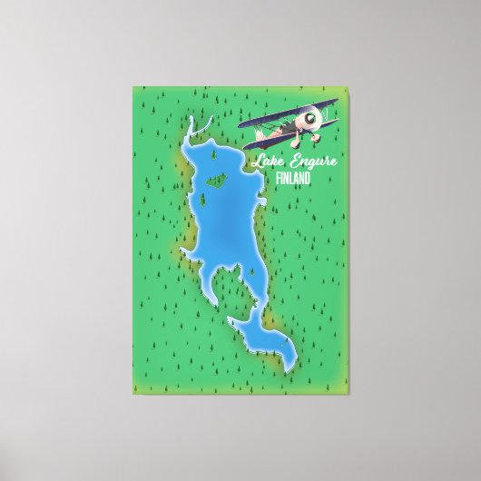 Toile Carte du lac Engure en Finlande (Recto)