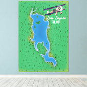 Toile Carte du lac Engure en Finlande (Insitu (Plancher de Bois))