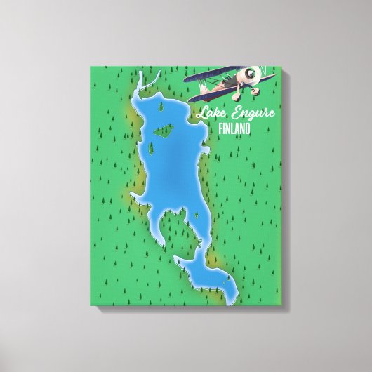 Toile Carte du lac Engure en Finlande (Recto)