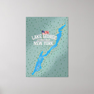 Toile Carte du lac George New York