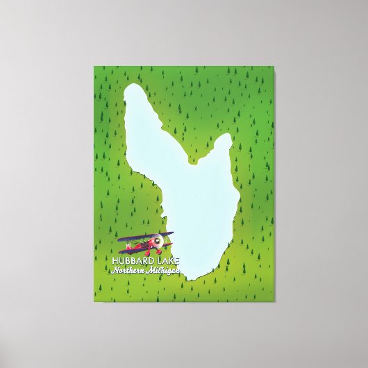 Toile Carte du lac Hubbard dans le nord du Michigan (Recto)