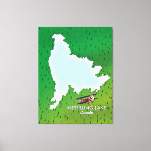 Toile carte du lac Hubbard dans le nord du Michigan sur