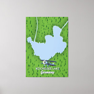 Toile Carte du lac Kochelsee, Allemagne