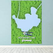 Toile Carte du lac Kochelsee, Allemagne (Insitu (Plancher de Bois))