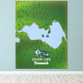 Toile Carte du lac Lyngby Danemark (Insitu (Plancher de Bois))
