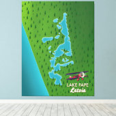 Toile Carte du lac Pape Lettonie (Insitu (Plancher de Bois))