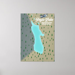 Toile carte du lac Peyto dans les Rocheuses canadiennes