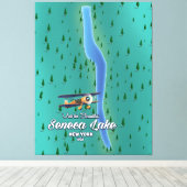 Toile Carte du lac Seneca, NYC (Insitu (Plancher de Bois))