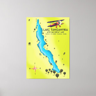 Toile Carte du lac Tanganyika African Great lake