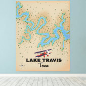 Toile Carte du lac Travis Texas (Insitu (Plancher de Bois))