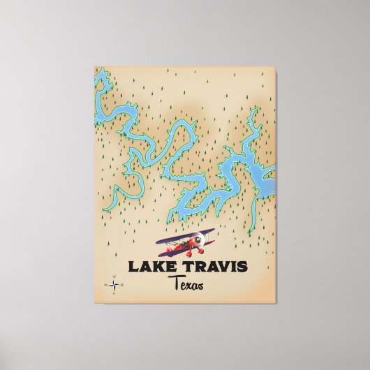 Toile Carte du lac Travis Texas (Recto)