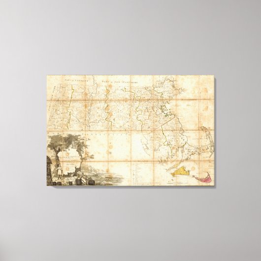 Toile Carte Du Massachusetts (Recto)