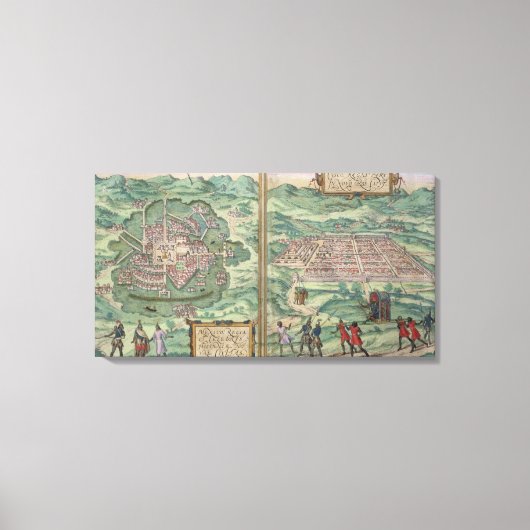 Toile Carte du Mexique et Cuzco, de 'Civitates Orbis Ter (Recto)