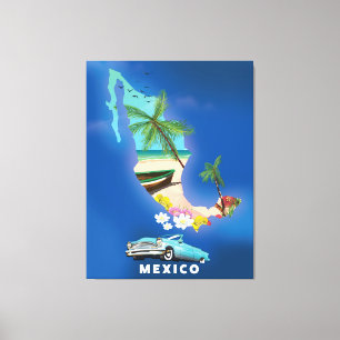 Toile Carte du Mexique Illustration affiche de voyage.