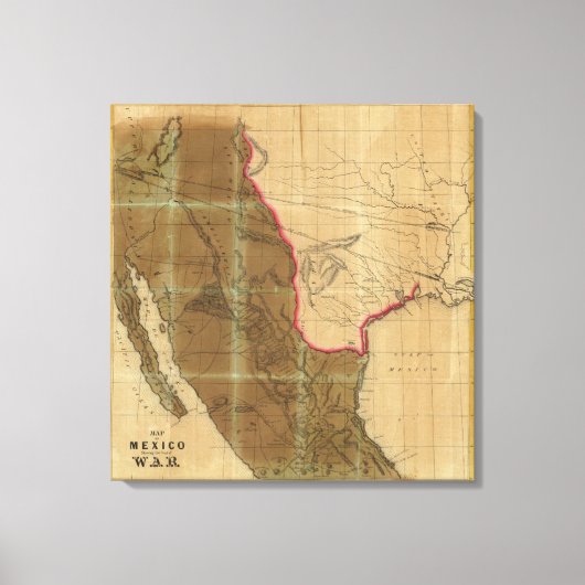 Toile Carte du Mexique montrant le siège de la guerre (Recto)