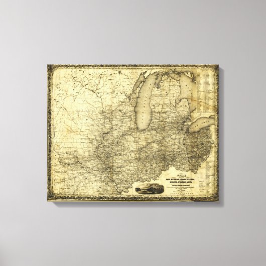 Toile Carte du Midwest américain (c 1840) (Recto)