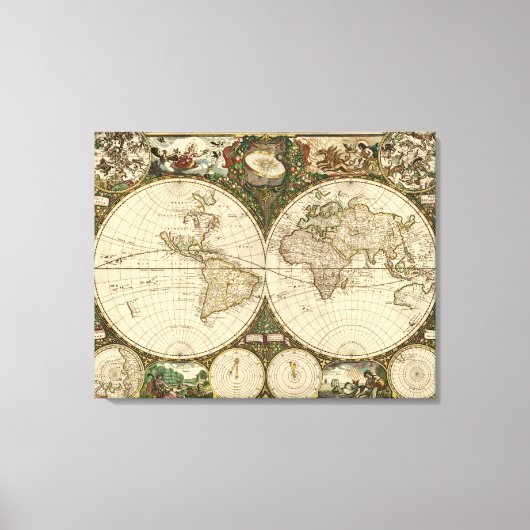 Toile Carte du monde 1660 par Frederick de Wit (Recto)