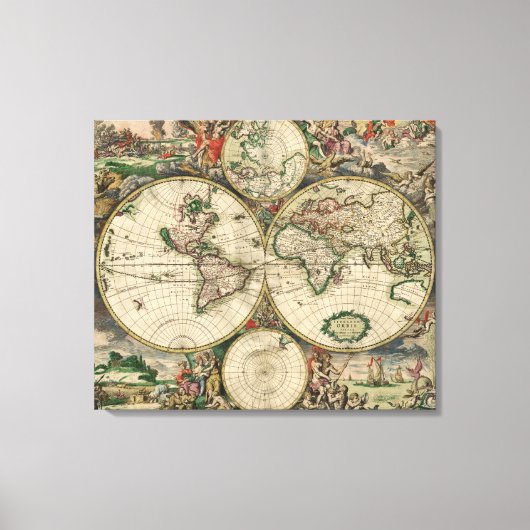 Toile Carte du Monde 1689 - par Gerard Van Schagen (Recto)