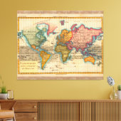 Toile Carte du monde 1700s Antique Continents (Insitu(Salon))