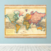 Toile Carte du monde 1700s Antique Continents (Insitu (Plancher de Bois))