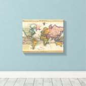 Toile Carte du monde 1700s Antique Continents (Insitu (Plancher de Bois))