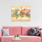 Toile Carte du monde 1700s Antique Continents (Insitu(Salon))