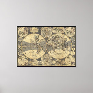 Toile Carte du monde (1702)