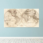 Toile Carte du monde à l'ancienne (1795) (Insitu (Plancher de Bois))
