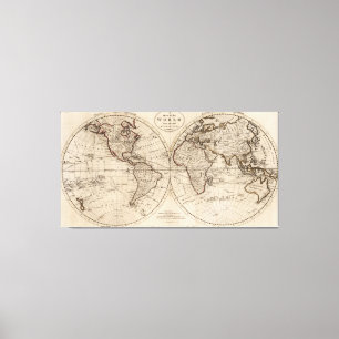 Toile Carte du monde à l'ancienne (1795)
