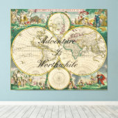 Toile carte du monde ancien voyage aventure citations (Insitu (Plancher de Bois))