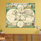 Toile carte du monde ancien voyage aventure citations (Insitu(Salon))