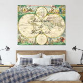 Toile carte du monde ancien voyage aventure citations (Insitu(Chambre))