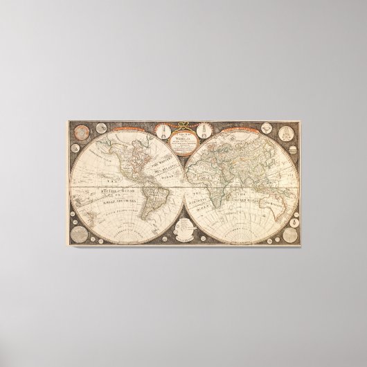 Toile Carte du monde antique, 1799 (Thomas Kitchen) (Recto)
