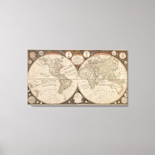 Toile Carte du monde antique, 1799 (Thomas Kitchen) (Recto)