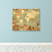 Toile Carte du monde Antique 1886 Illustré (Insitu (Plancher de Bois))