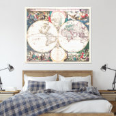 Toile Carte du monde antique à double hémisphère (Insitu(Chambre))