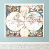 Toile Carte du monde antique à double hémisphère (Insitu (Plancher de Bois))