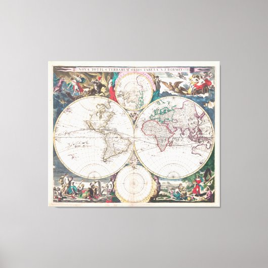 Toile Carte du monde antique à double hémisphère (Recto)