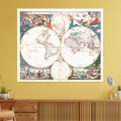 Toile Carte du monde antique à double hémisphère (Insitu(Salon))