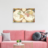 Toile Carte du monde antique Deux hémisphères Rare Art V (Insitu(Salon))