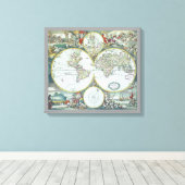 Toile Carte du monde antique du 17ème siècle, Frederick  (Insitu (Plancher de Bois))