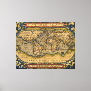 Toile Carte du monde Antique Ortelius Europe Voyage