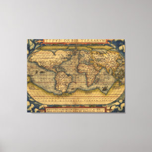 Toile Carte du monde antique Ortelius Europe Voyage