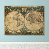 Toile Carte du monde antique par Joan Blaeu, vers 1664 (Insitu (Plancher de Bois))
