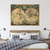 Toile Carte du monde antique par Joan Blaeu, vers 1664 (Insitu(Chambre))